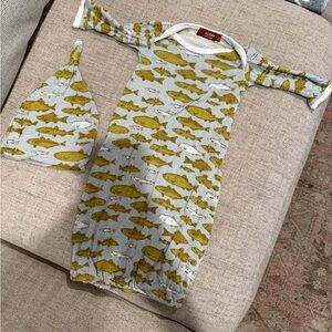 Cozy Fish Print Sleep Sack with Hat